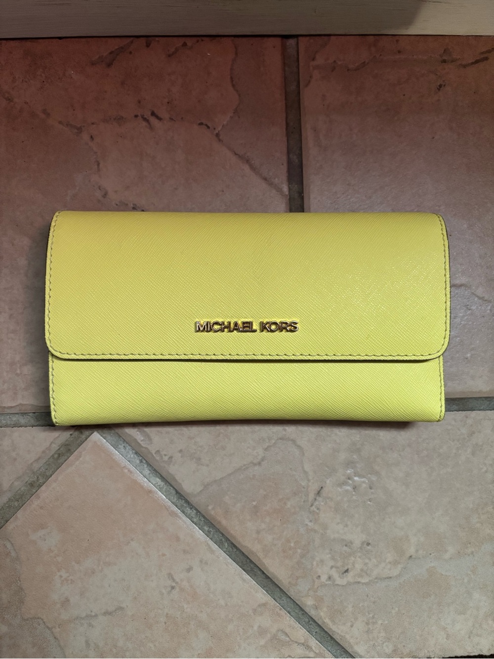 Michael Kors Bright Yellow Saffiano Leather Continental Wallet
